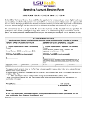 Flexible Spending Account Election Form