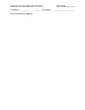Longwood University Registration Worksheet