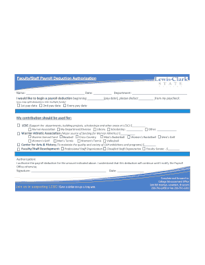 Faculty Staff Payroll Deduction Authorization
