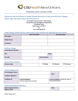 Personal Data Change Form