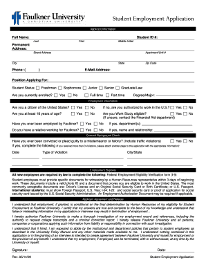 Student Employment Application