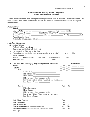 Medical Nutrition Therapy Assessment Form