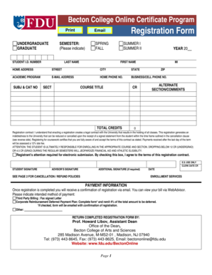 Becton College Online Certificate Program Registration Form