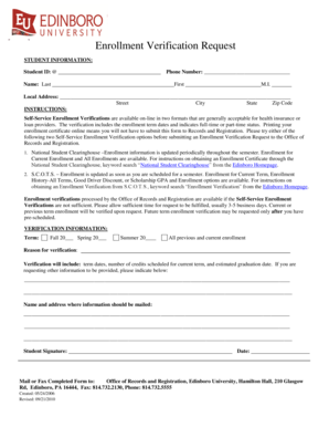 Enrollment Verification Request Form