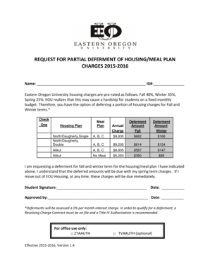 Healthy monthly meal plan on a budget - REQUEST FOR PARTIAL DEFERMENT OF HOUSINGMEAL PLAN CHARGES - eou