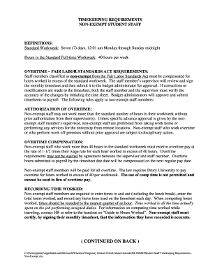 Non-Exempt Student Staff Timekeeping Requirements