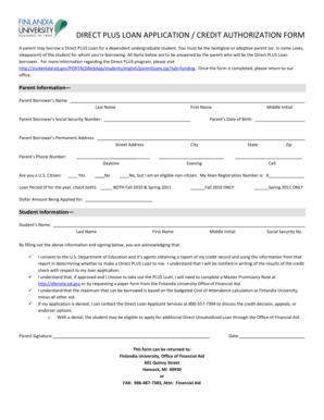 Direct PLUS Loan Application Form