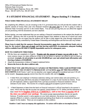 F-1 Student Financial Statement