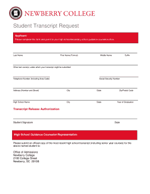 Student Transcript Request Form