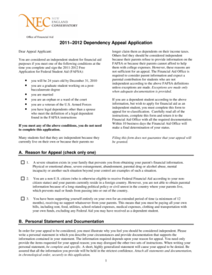 2011-2012 Dependency Appeal Application