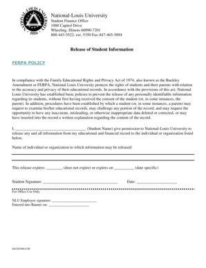 FERPA Student Information Release Form