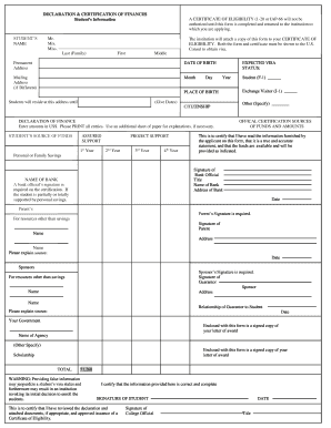 Declaration & Certification of Finances