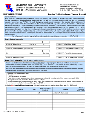 2013-2014 Verification Worksheet