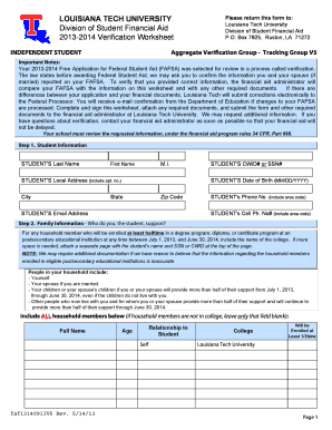 2013-2014 Verification Worksheet