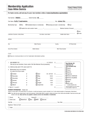 Toastmasters Membership Application Form