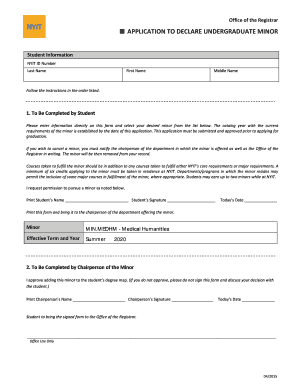 Application to Declare Undergraduate Minor