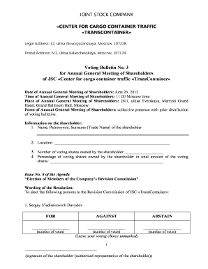 Voting Bulletin for Annual General Meeting of Shareholders