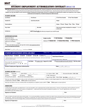Student Employment Authorization Contract