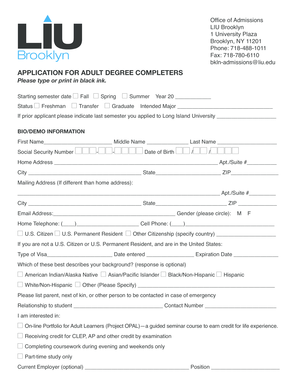 Adult Degree Completer Application