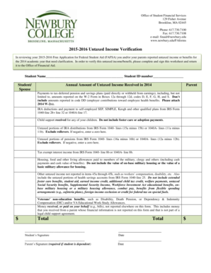 2015-2016 Untaxed Income Verification Form