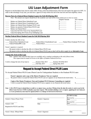 LIU Loan Adjustment Form