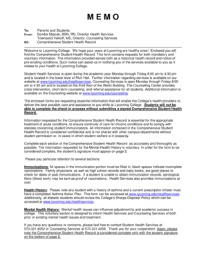 Comprehensive Student Health Record