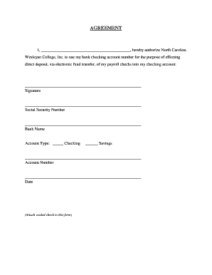 Direct Deposit Authorization Agreement