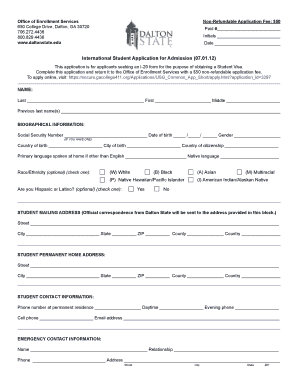 International Student Application for Admission