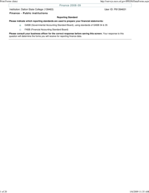 Finance Public Institutions Form