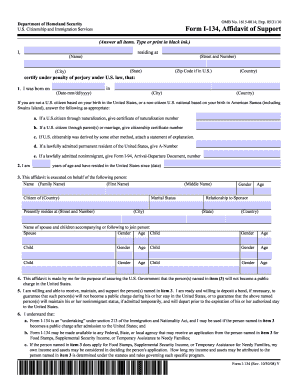 USCIS Form I-134 Affidavit of Support