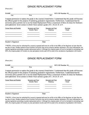 Grade Replacement Form