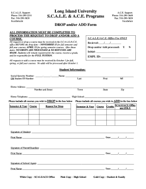 Course Drop and Add Form