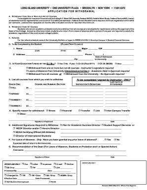 Long Island University Withdrawal Application