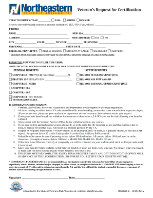 Veteran's Request for Certification