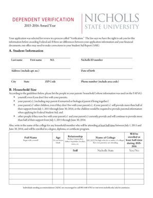 Dependent Verification Form