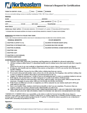 Veteran's Request for Certification