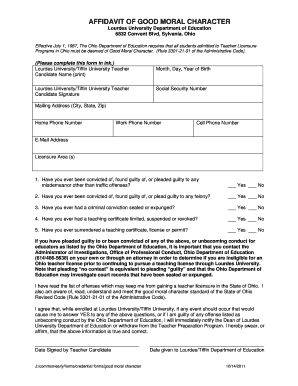 Affidavit of Good Moral Character