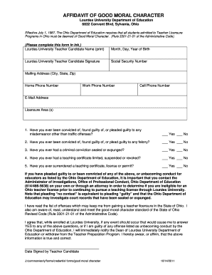 Affidavit of Good Moral Character