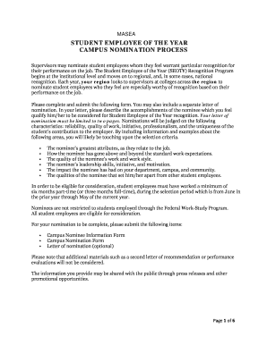 Student Employee of the Year Nomination Form