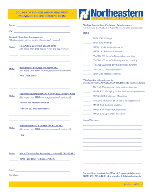 College Pre-Major Course Tracking Form