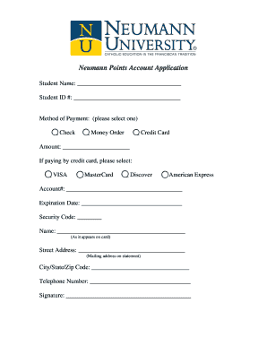 Neumann Points Account Application Form