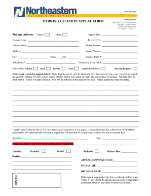 Parking Citation Appeal Form
