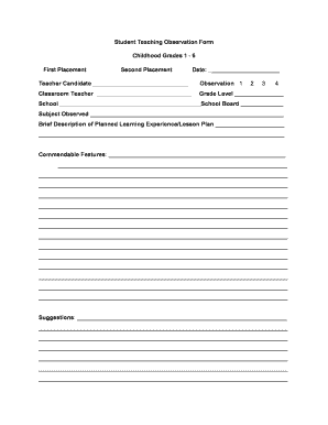 Student Teaching Observation Form