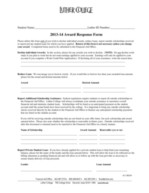 2013-14 Award Response Form