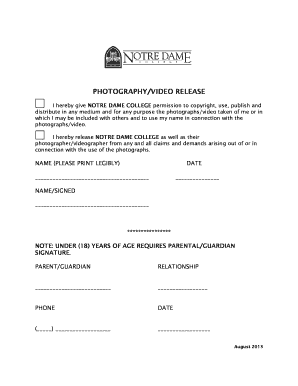Photography Video Release Form
