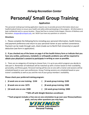 Personal Training Application Form