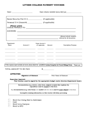 Luther College Payment Voucher