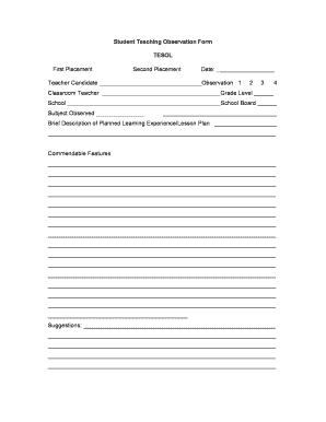 Student Teaching Observation Form