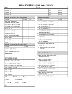 Social Studies Education Degree Plan