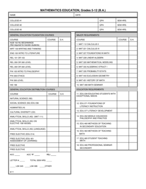 Mathematics Education Degree Plan